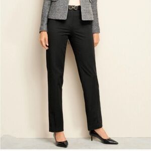 Talbots Size 4 Black High Waist Straight Leg Pants Cotton-Rayon-Spandex